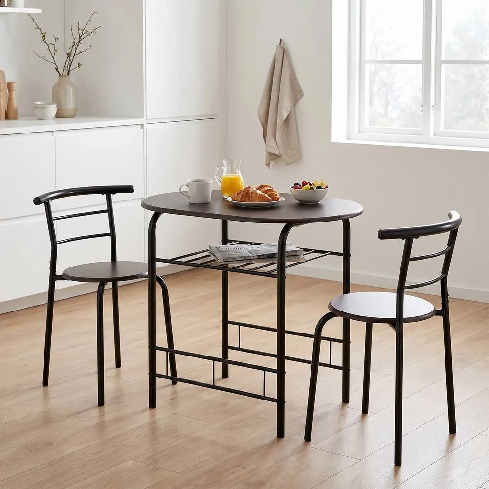 Seconique Derry Dining Set Black/Walnut in Black 1