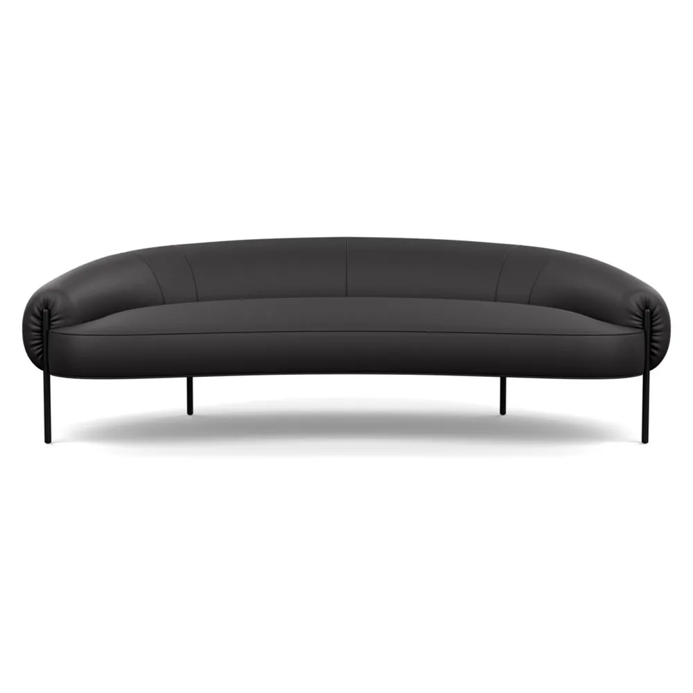 Heal's Isola 3 Seater Sofa Leather Grain Graphite 063 Black Feet 1