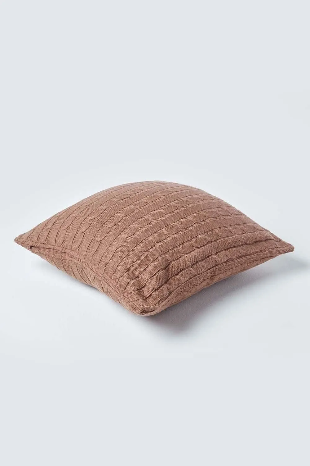 Homescapes Cotton Cable Knit Cushion Cover, 45 x 45 cm in Chocolate 3