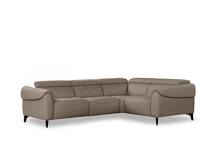 Nicole Small Leather Corner Sofa - Torello Taupe