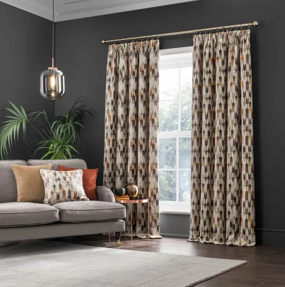 Kelso Cut Velvet Pencil Pleat Curtains 2