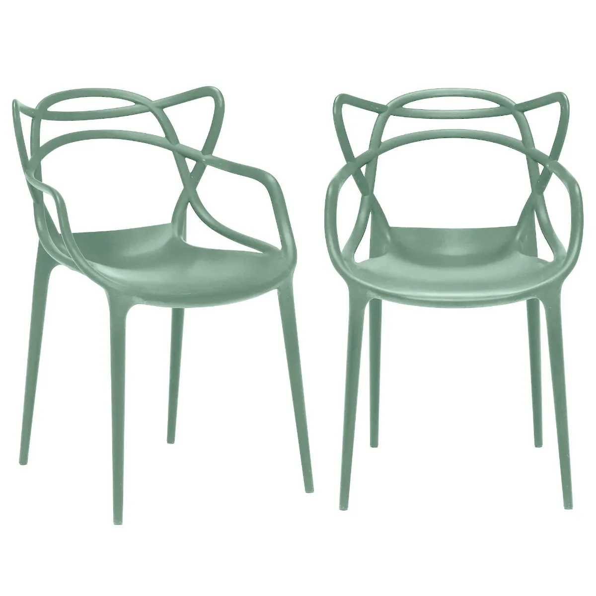 Pair of Kartell Masters Dining Chairs - Sage - Aluminium  - Plain - W57 x D47 x H84cm - Barker & Stonehouse
