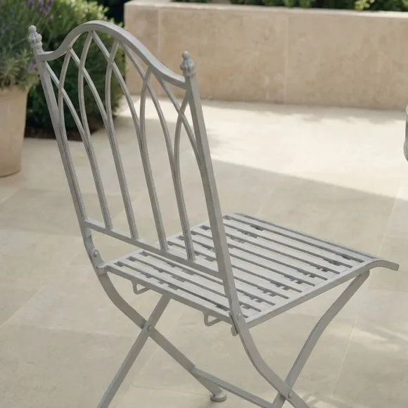 Foldable 2 Seater Wrought Iron Grey Bistro Set 3