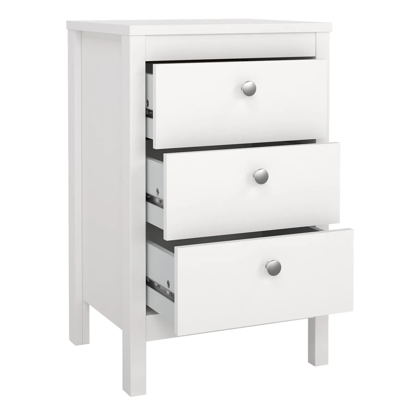 Furniture To Go Madrid Bedside Table 3 Drawers in White 6