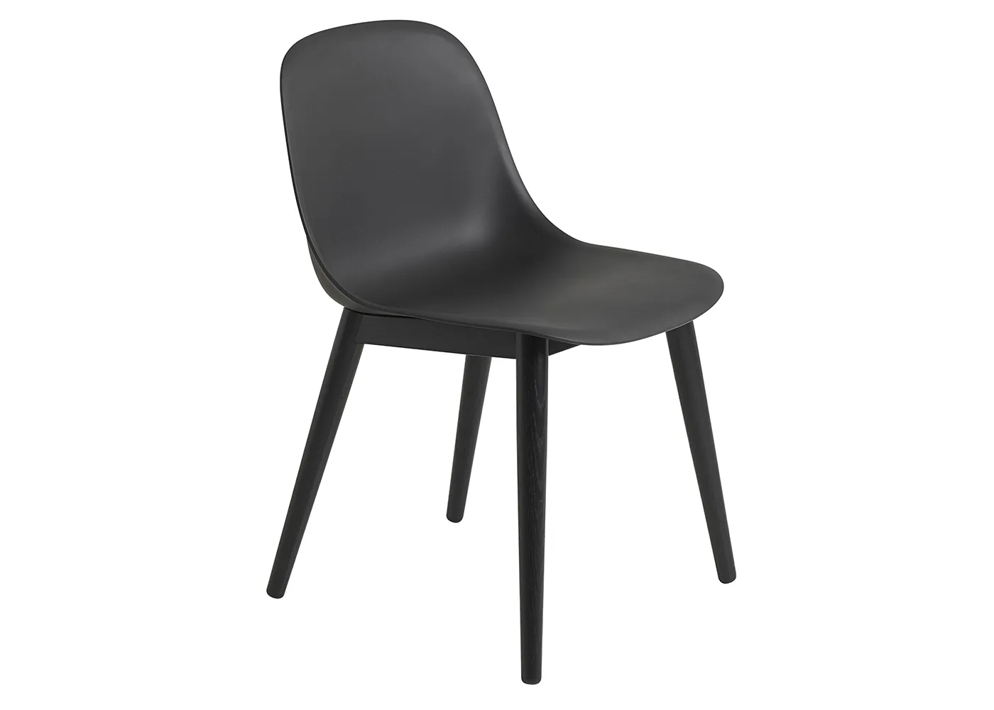Muuto Fiber Side Chair Wood Base Normal Shell Black