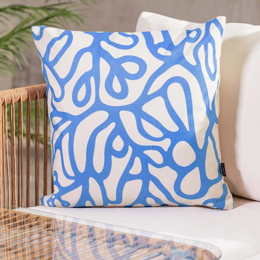 icon Cushion 43x43 Kyoto Fabric - Squiggle Leaf Blue