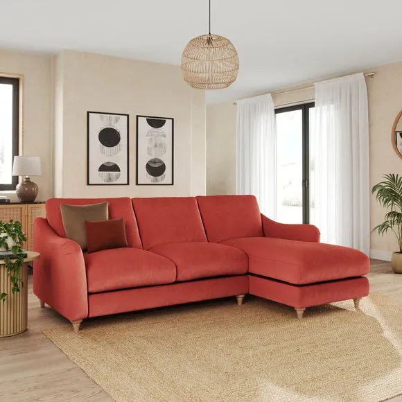 Hattie Matte Plush Velvet Corner Chaise Sofa 1