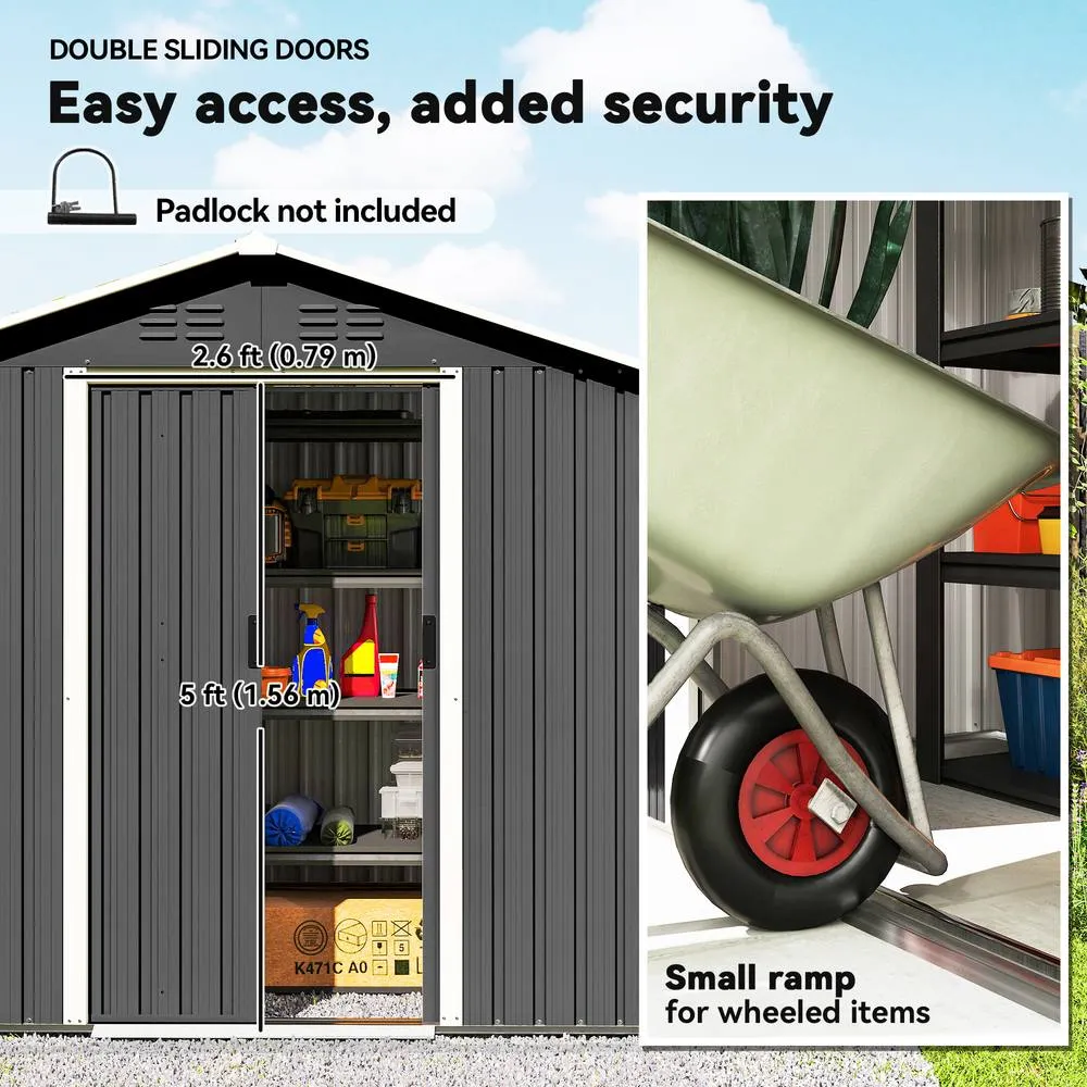 OUTSUNNY 6.5x3.5ft Outdoor Metal Garden Shed for Garden, Patio, Dark Grey 5