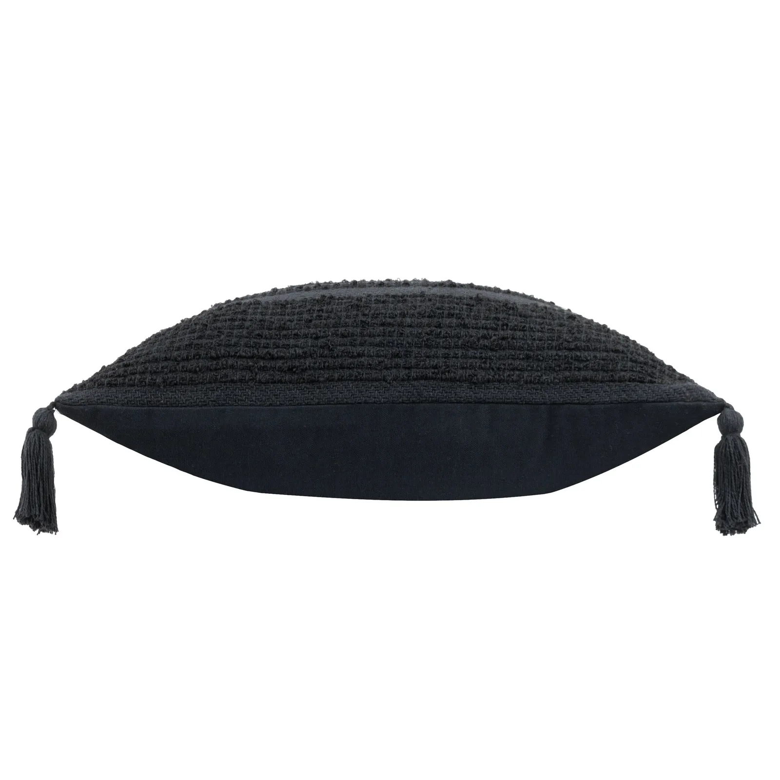 Yard Larch Woven Tasselled Cushion in Black 4