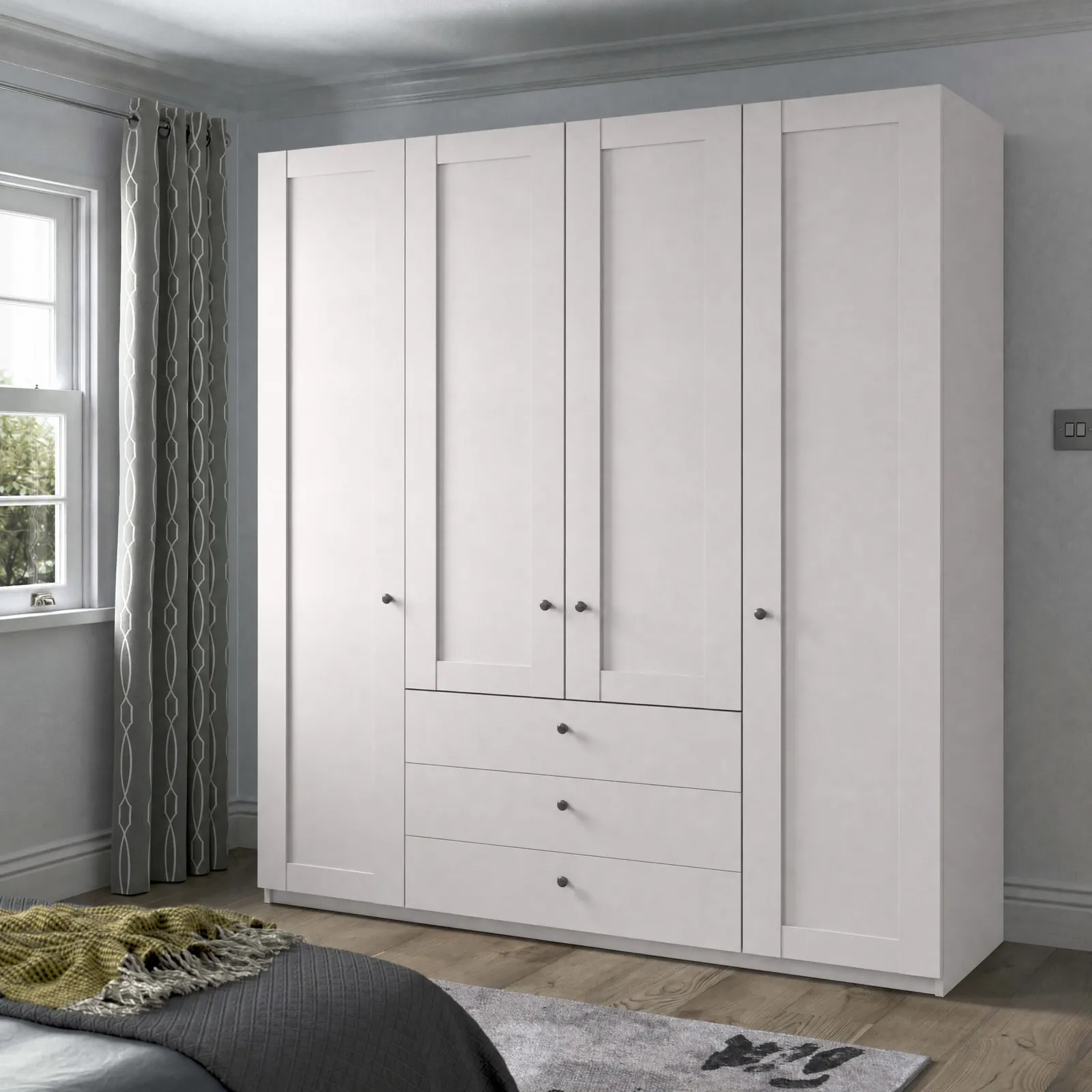 Varese 200Cm 4 Door 3 Drawer Functional Unit, White | Barker & Stonehouse 2