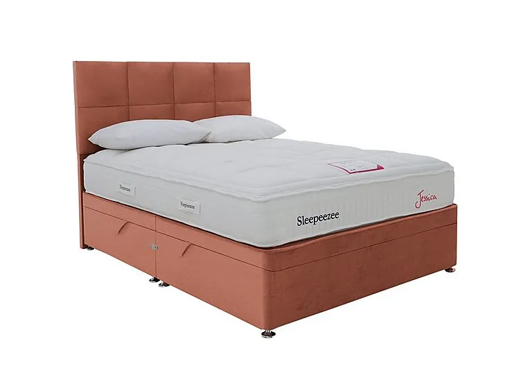 Jessica Side Ottoman Divan Set - King Size - Burnt Orange