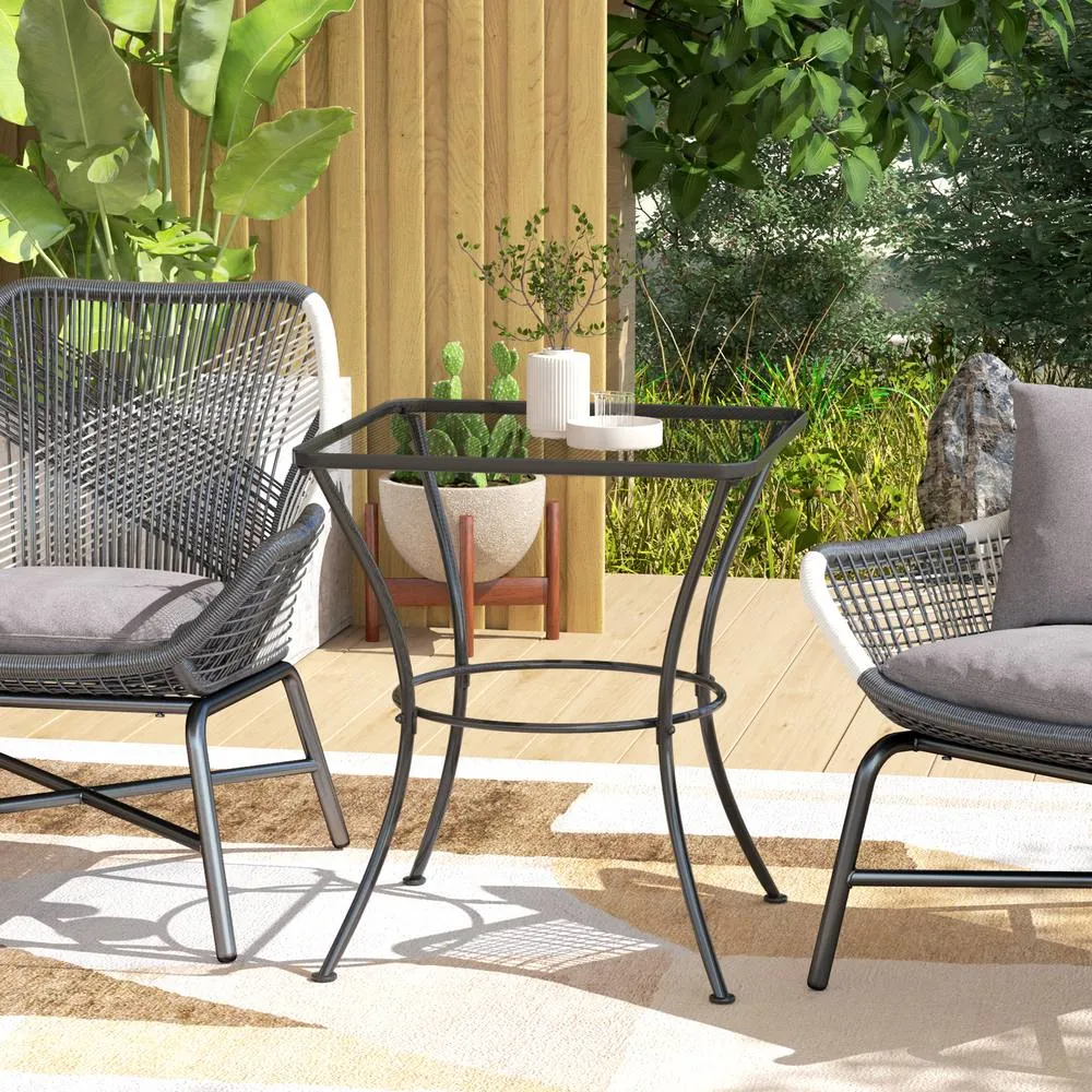 OUTSUNNY 60 cm Square Metal table Outdoor Bistro Table Coffee Desk, Black