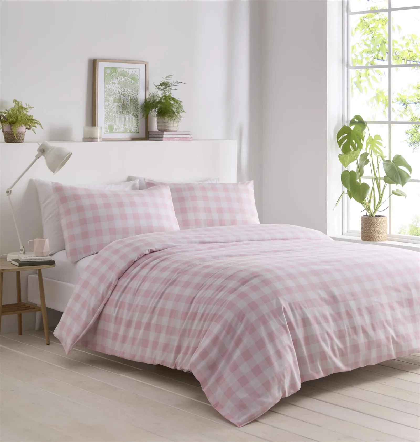 Portfolio Living Gingham Duvet Cover Set in Pink