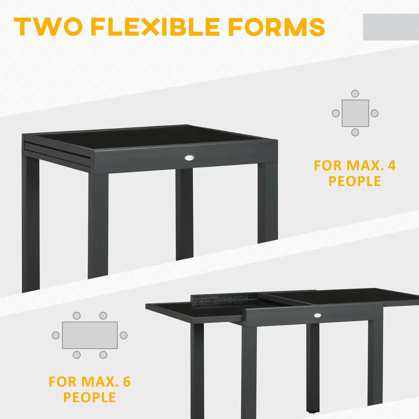 OUTSUNNY Extendable Outdoor Dining Table Patio Table in Black 4