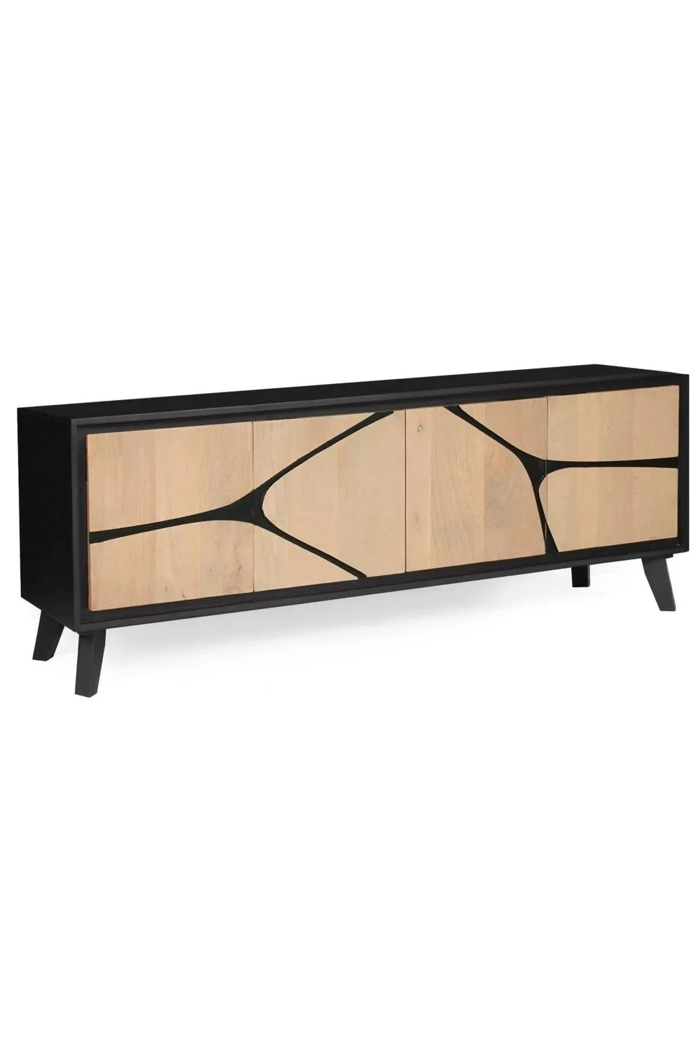 IH Design Shildon Mango Wood Low Board TV Stand Sideboard Cabinet in Tan 2