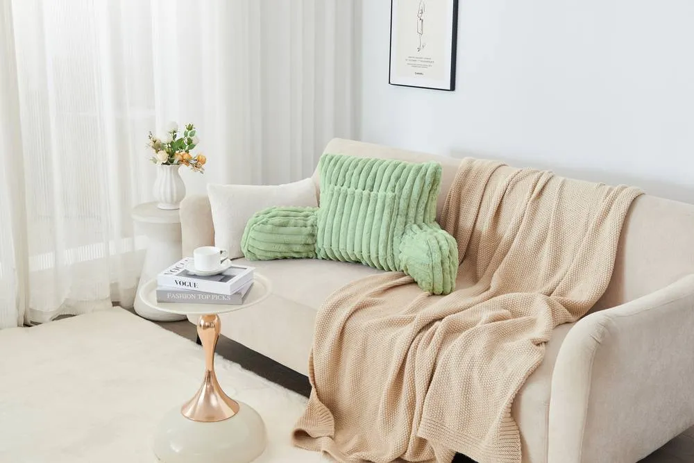 GAVENO CAVAILIA Super Comfy Ribbed Warm Cuddle Cushion in Light Green 3