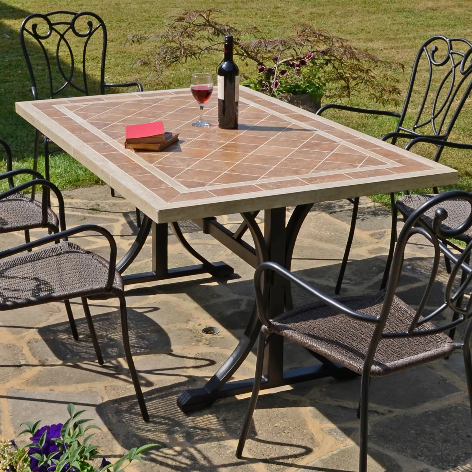 Hampton 6 Seater Dining Set with Ascot Chairs Brown and Black