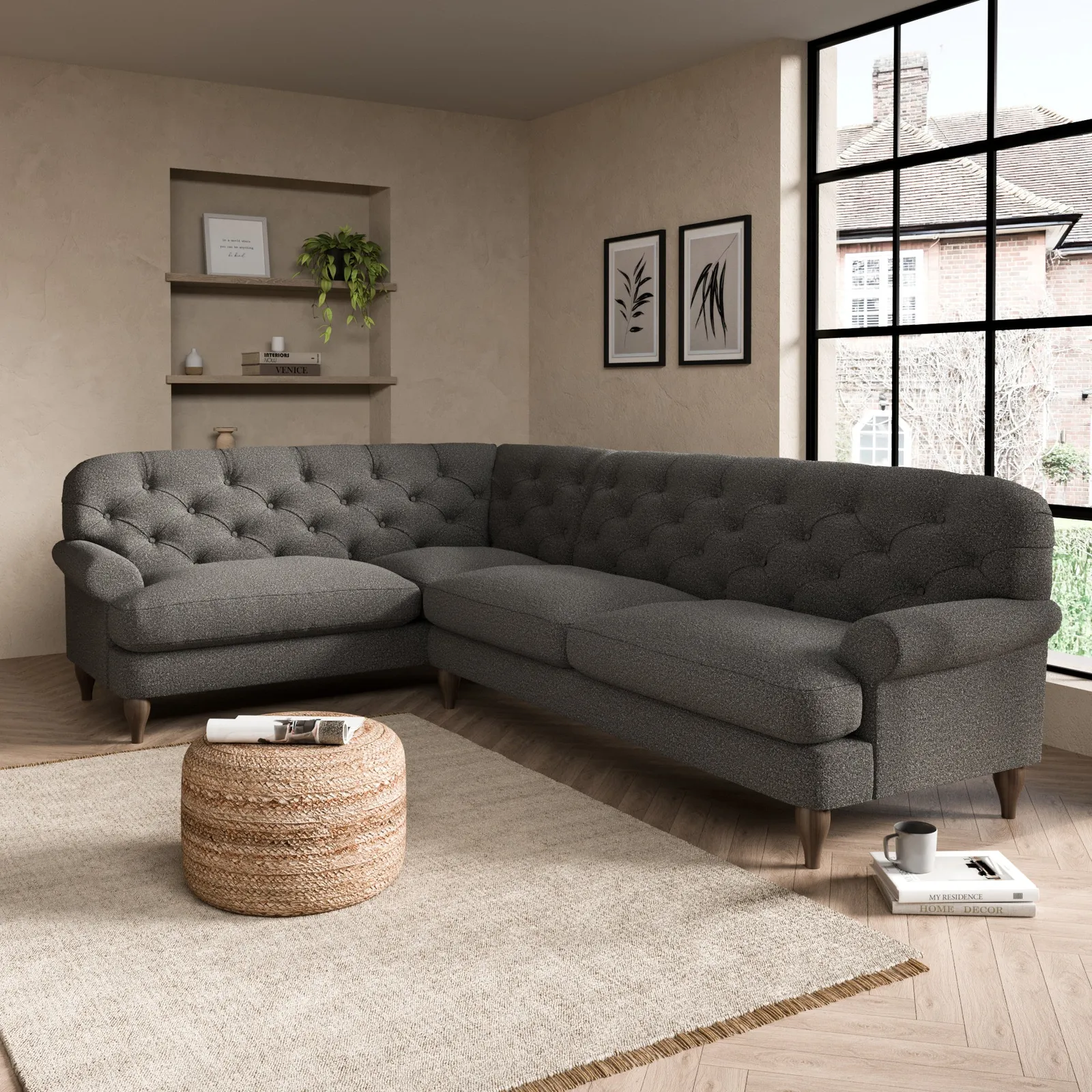 Canterbury Cosy Marl Left Hand Corner Sofa Grey