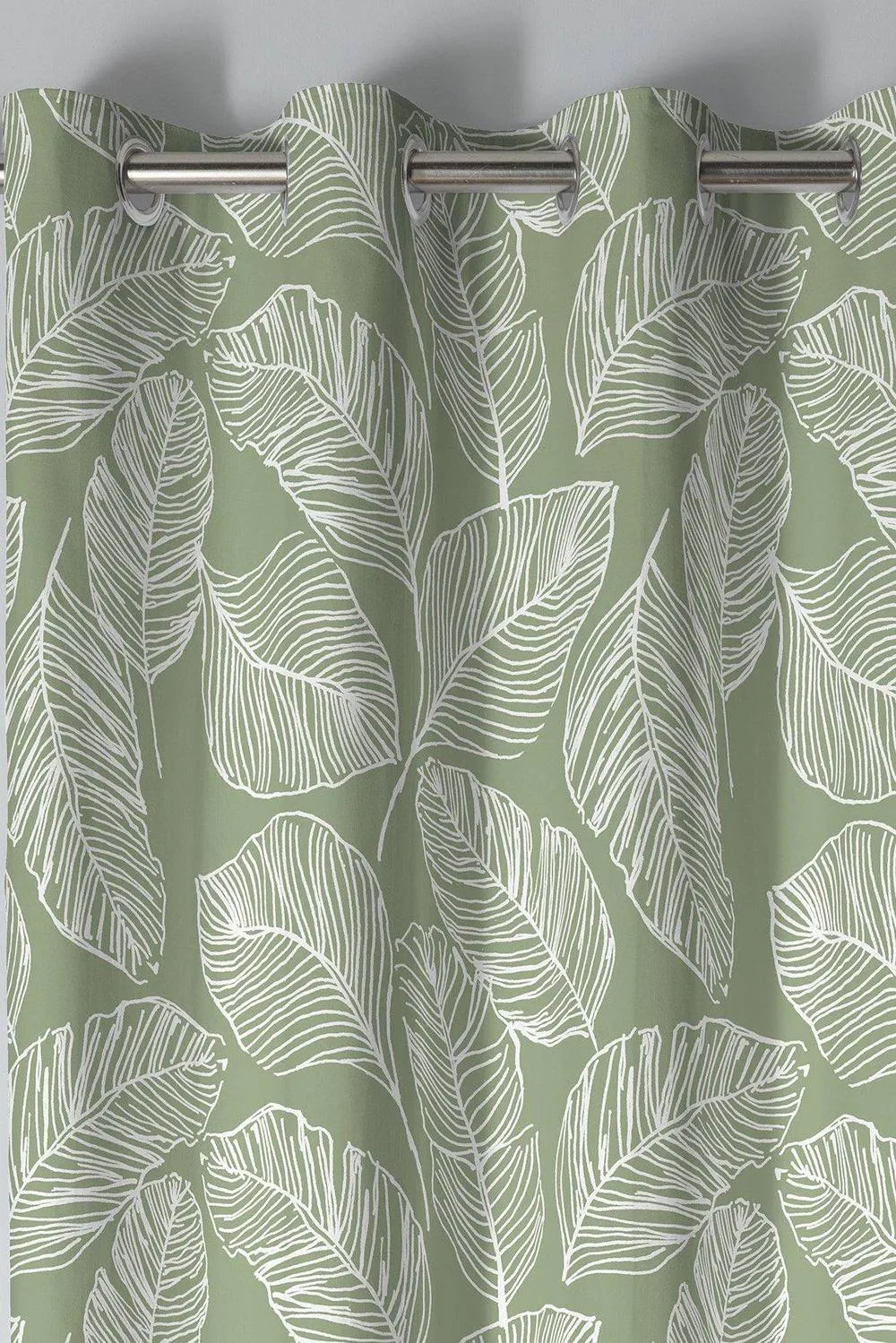 Fusion 'Matteo' 100% Cotton Light Filtering Pair of Eyelet Curtains in Green 2