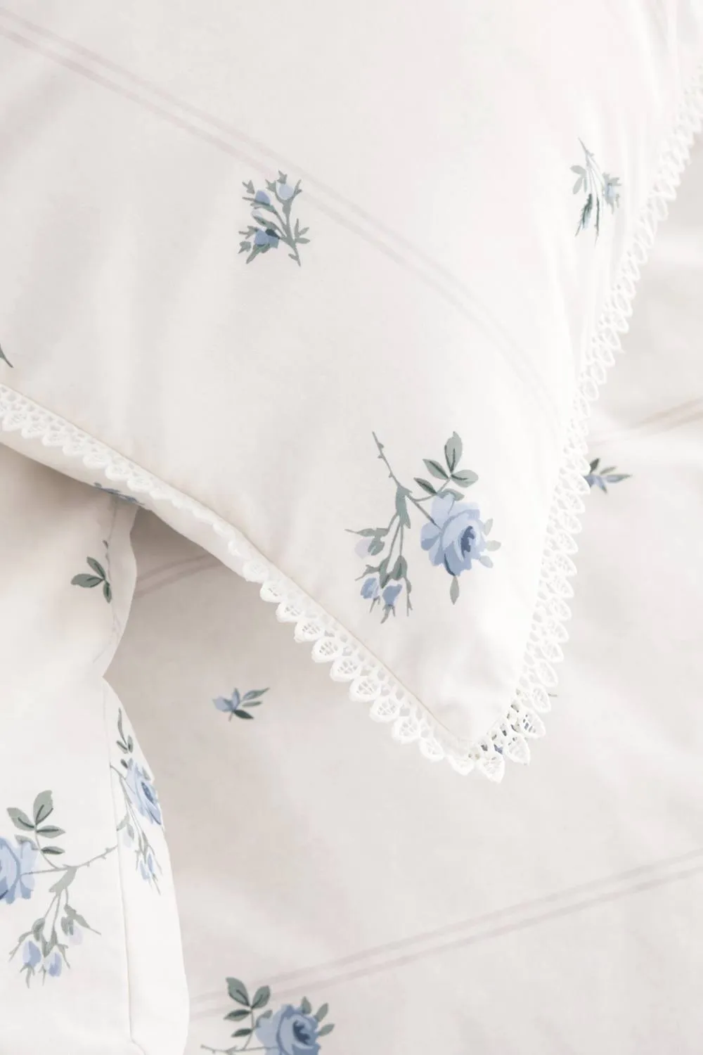 Bianca 'Vintage Rosebud Lace' 200 TC Cotton Reversible Duvet Cover Set in Blue 5