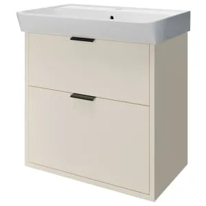 Wickes Nova Angora Grey Wall Hung Vanity Unit & Easton Basin - 635 x 600mm