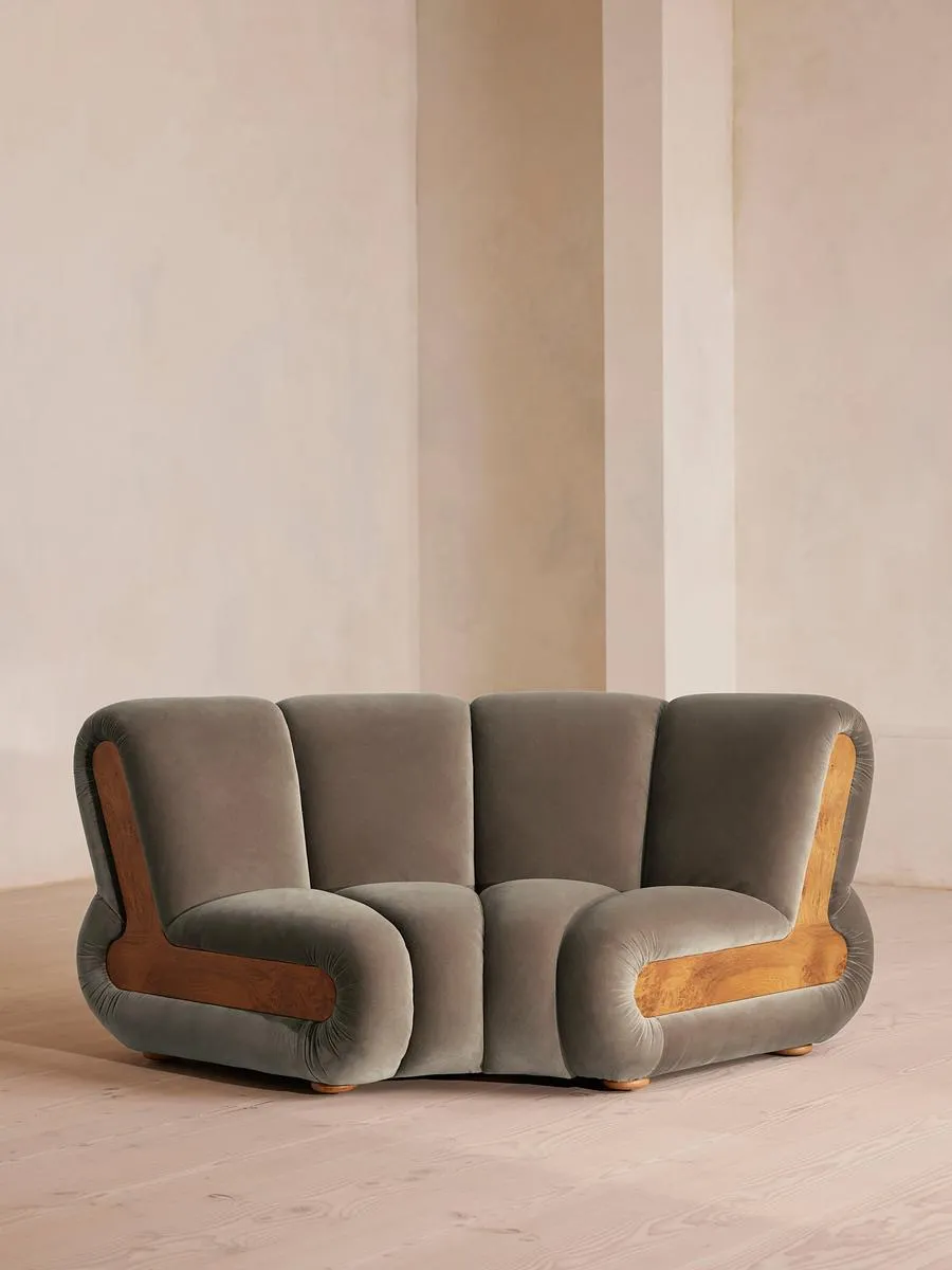 Noelle Modular Curved Armchair, Velvet Taupe