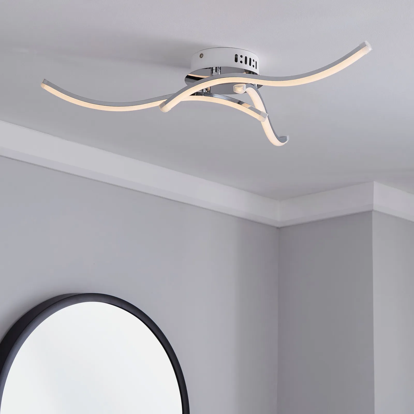 Layla 3 Light Integrated LED Semi-Flush Ceiling Fitting Chrome