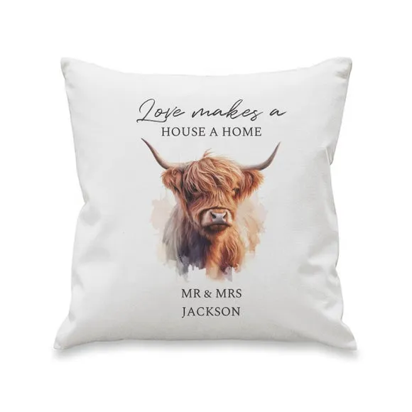 Personalised Highland Cow Cushion 2