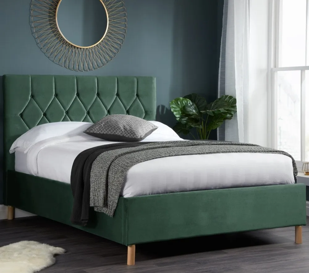 Loxley Green Velvet Bed Frame - 4ft Small Double