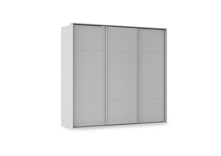 Haven 250cm 3 Door Slider Wardrobe with Décor Doors - Silk Grey/Silk Grey Front