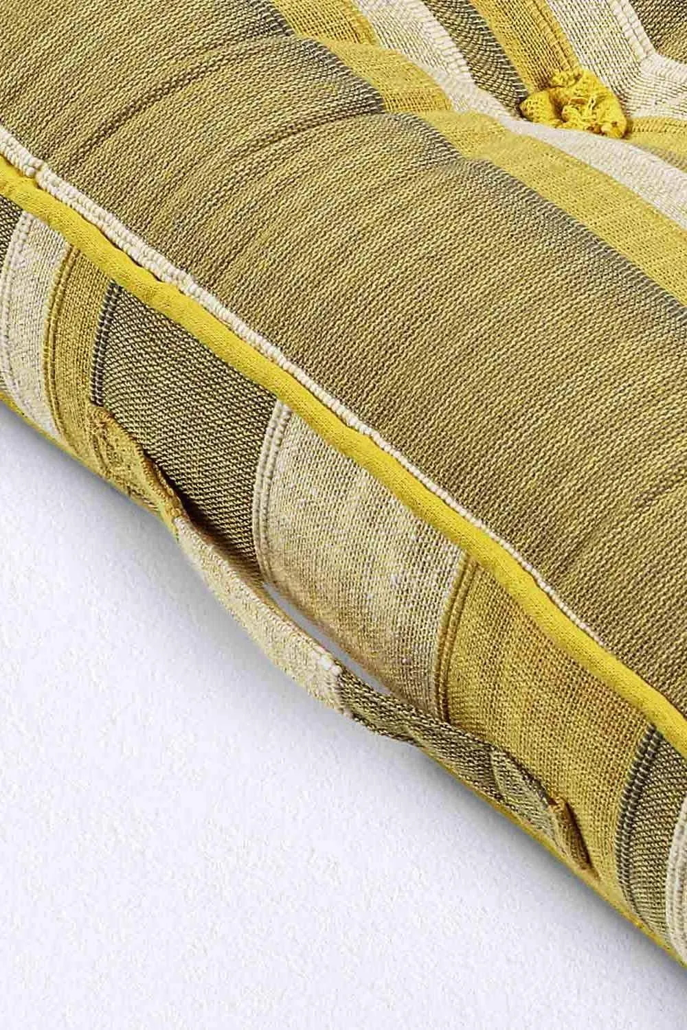 Homescapes Morocco Striped Cotton Floor Cushion in Yellow 4
