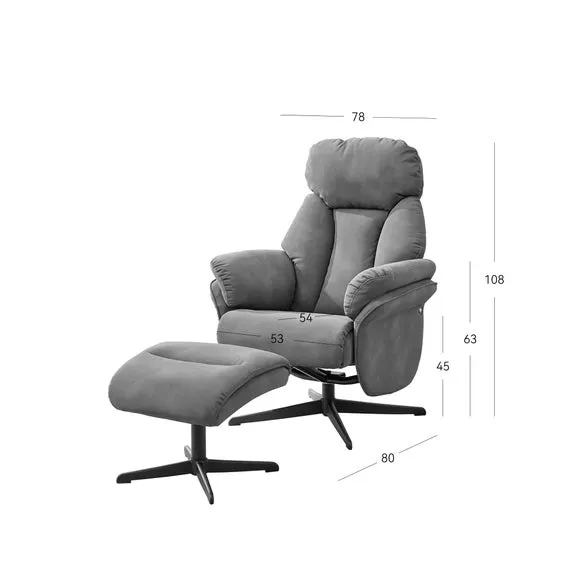 Edinburgh Faux Suede Swivel Chair with Footstool 4