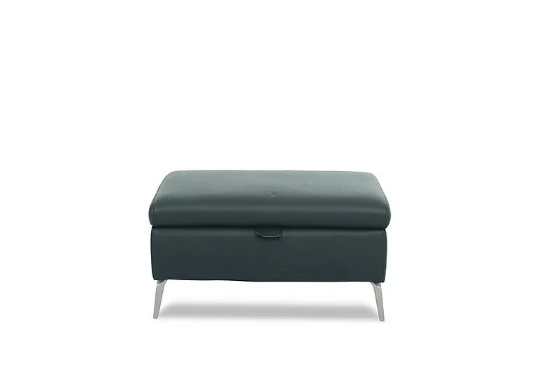 Daytona Leather Storage Footstool - Peacock