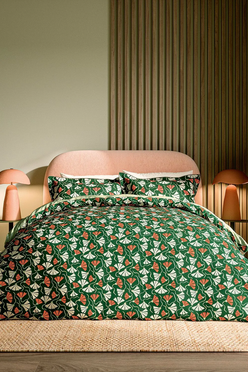 Scion 'Fan Floral' Cotton Duvet Cover Set in Green