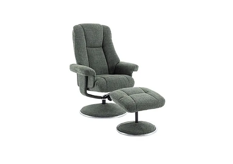 Troyes Fabric High-Back 360 Swivel Chair and Footstool - Chacha Fern