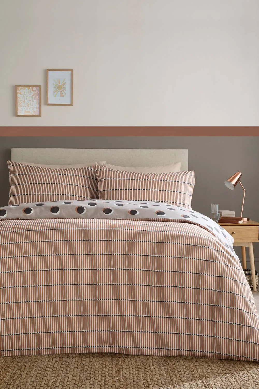 Fusion 'Polka Spot' All Over Spot Print Duvet Cover Set in Natural 4