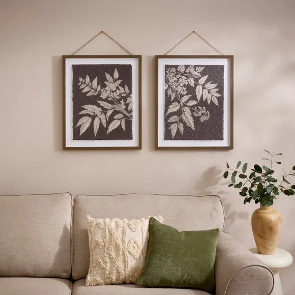 Set Of 2 Textured Fern Framed Prints