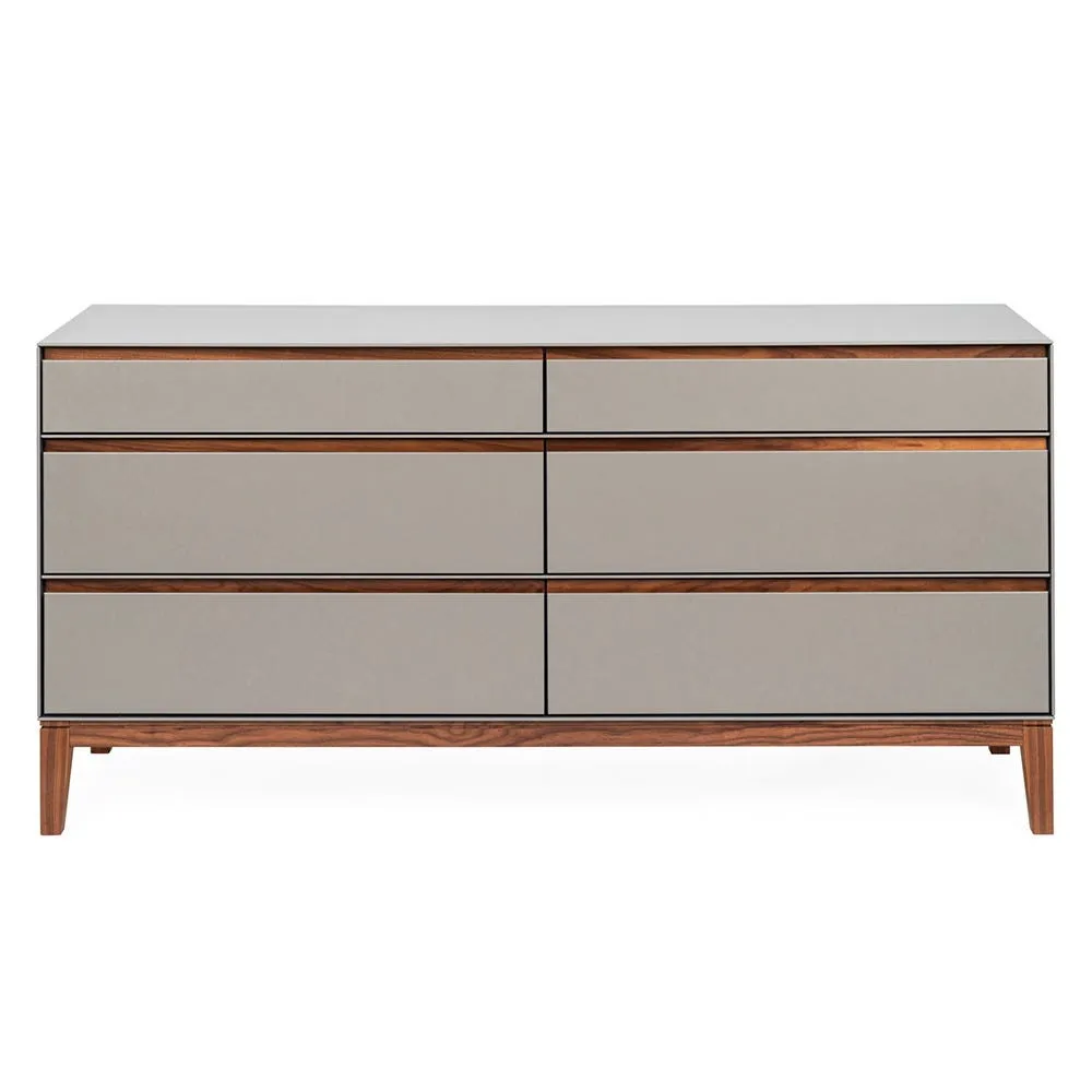 Heal's Lars 6 Drawer Chest Wide Dove Grey & Walnut 2