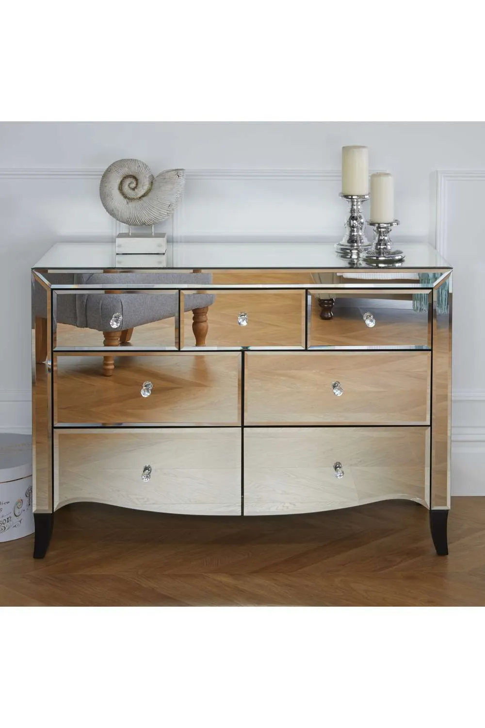 Birlea Palermo 3 Over 4 Chest Mirrored in Silver 2