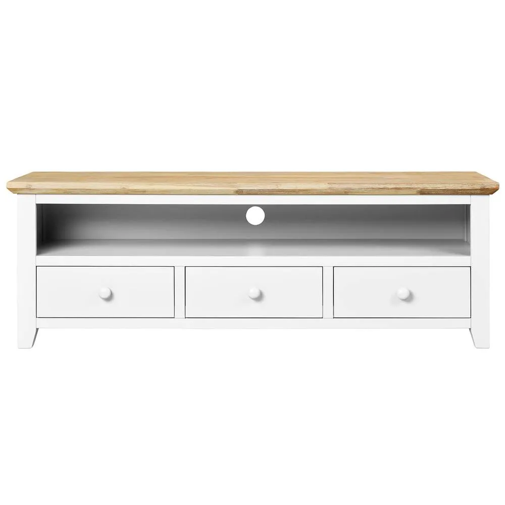 Statement Furniture Florence Large TV Stand with 3 Drawers & Shelf in White 2