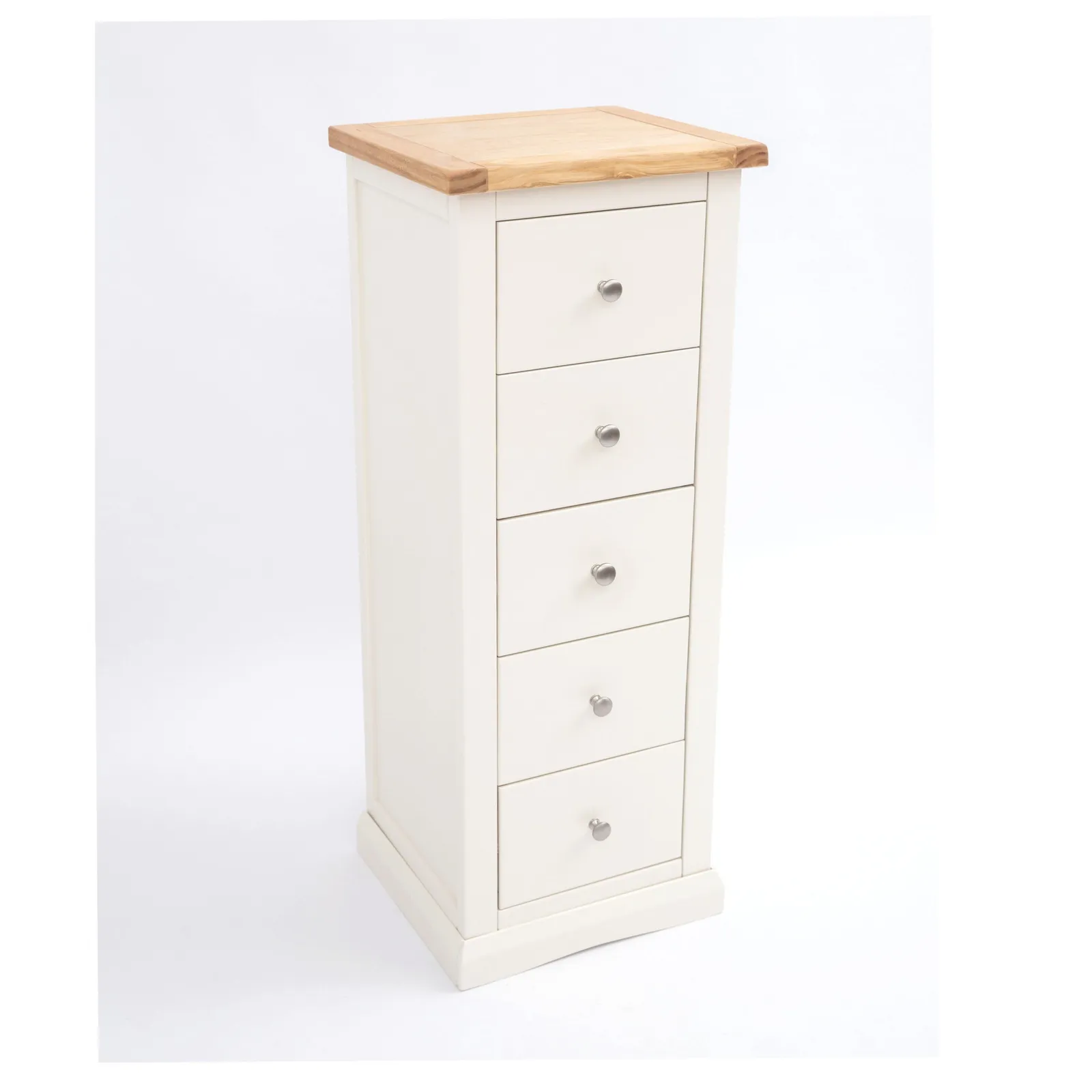 Cabinet Bits Castelli 5 Drawer Narrow Chest of Drawers Chrome Knob in Off-White 3