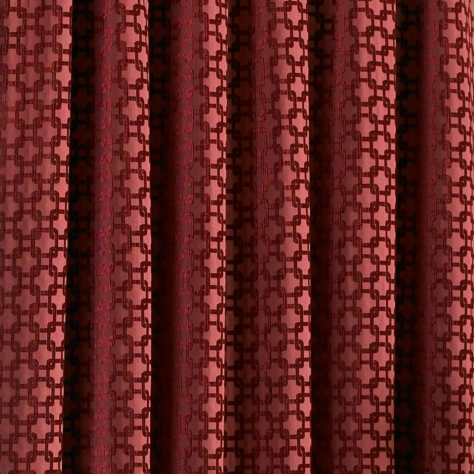 Paoletti Belmont Geometric Jacquard Pencil Pleat Curtains in Red 4