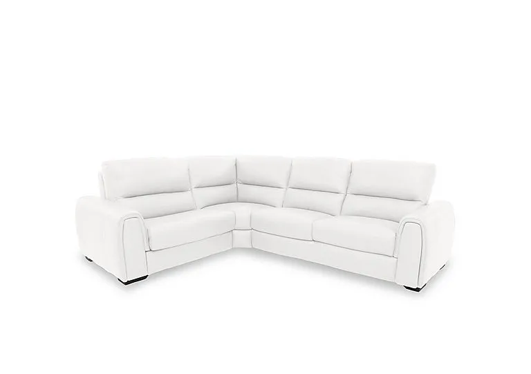 Flex Leather Small Left Hand Facing Corner Sofa Bed with Storage Arm - BV Star White