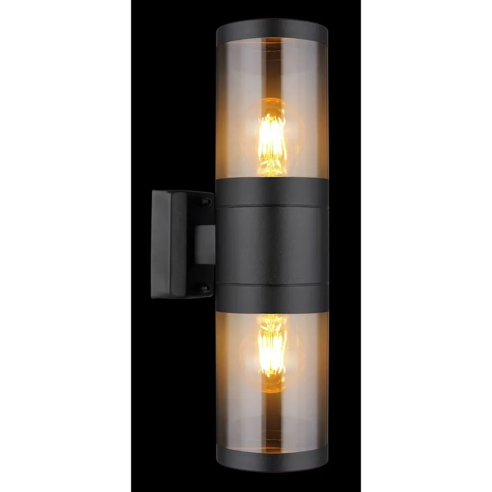 Netlighting Xeloo Outdoor Up Down Wall Lamp Matt Black IP44 2x E27 3