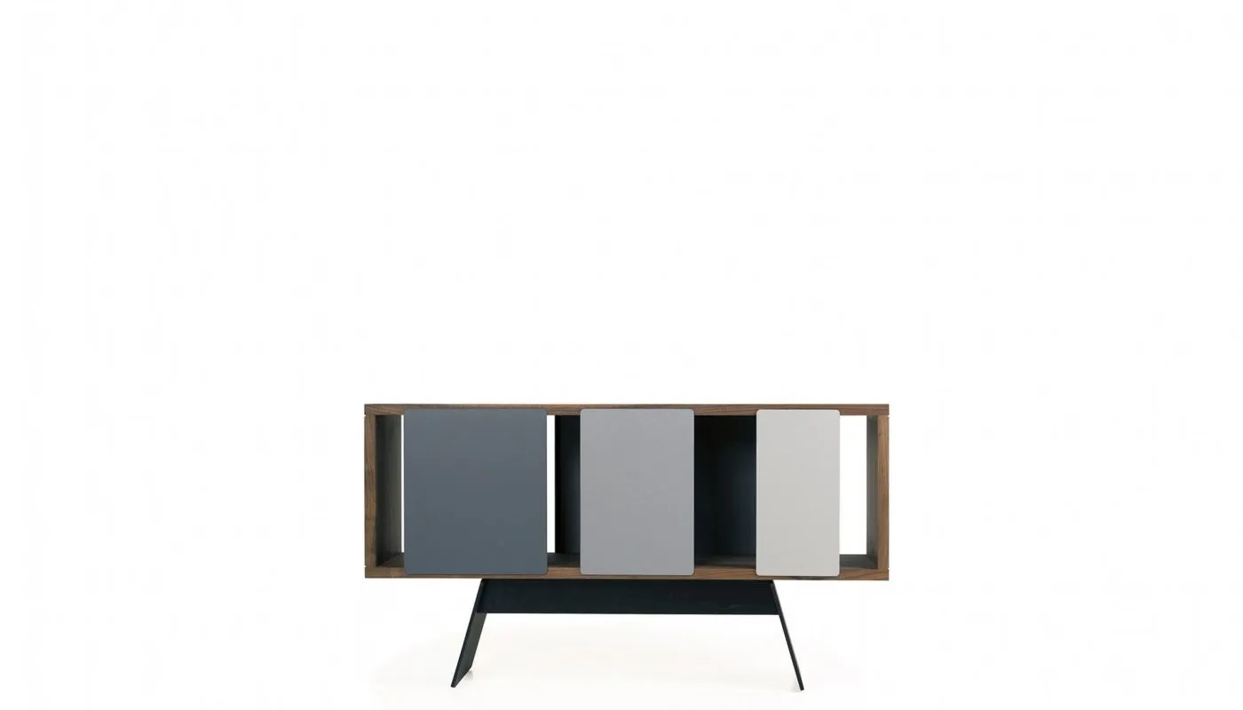 De La Espada Different Trains Narrow 1-Tier Cabinet Walnut