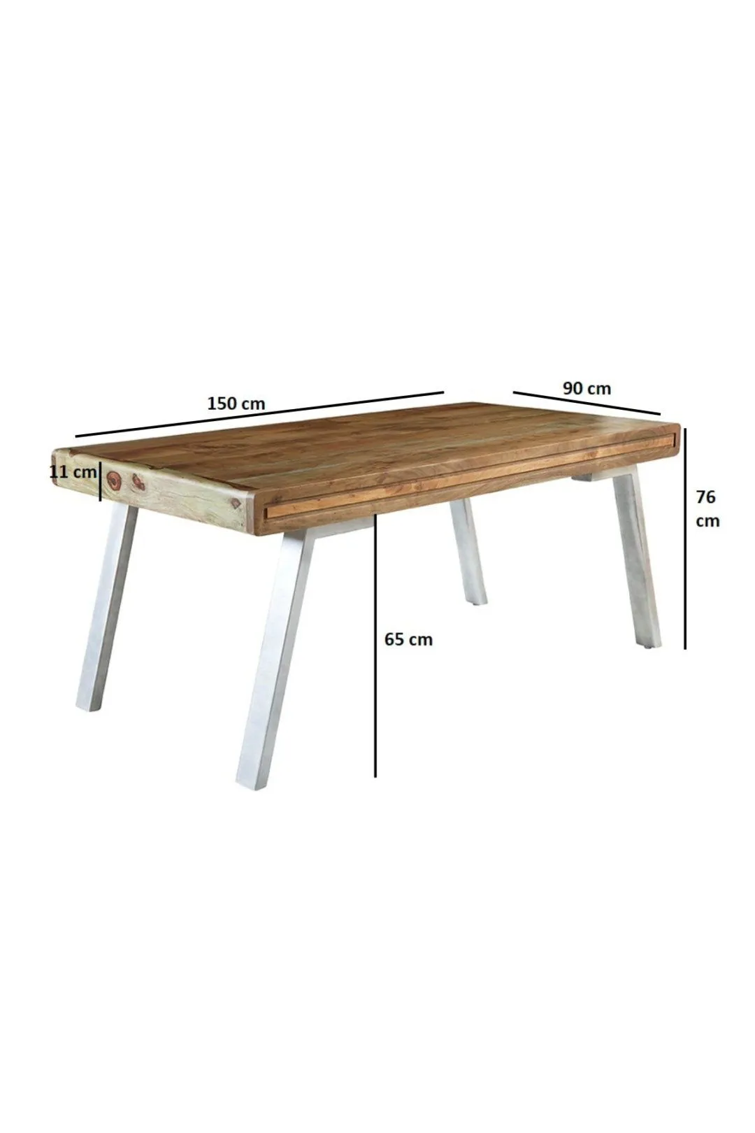 IH Design Daizha Wood & Metal Large Dining Table in Brown 4
