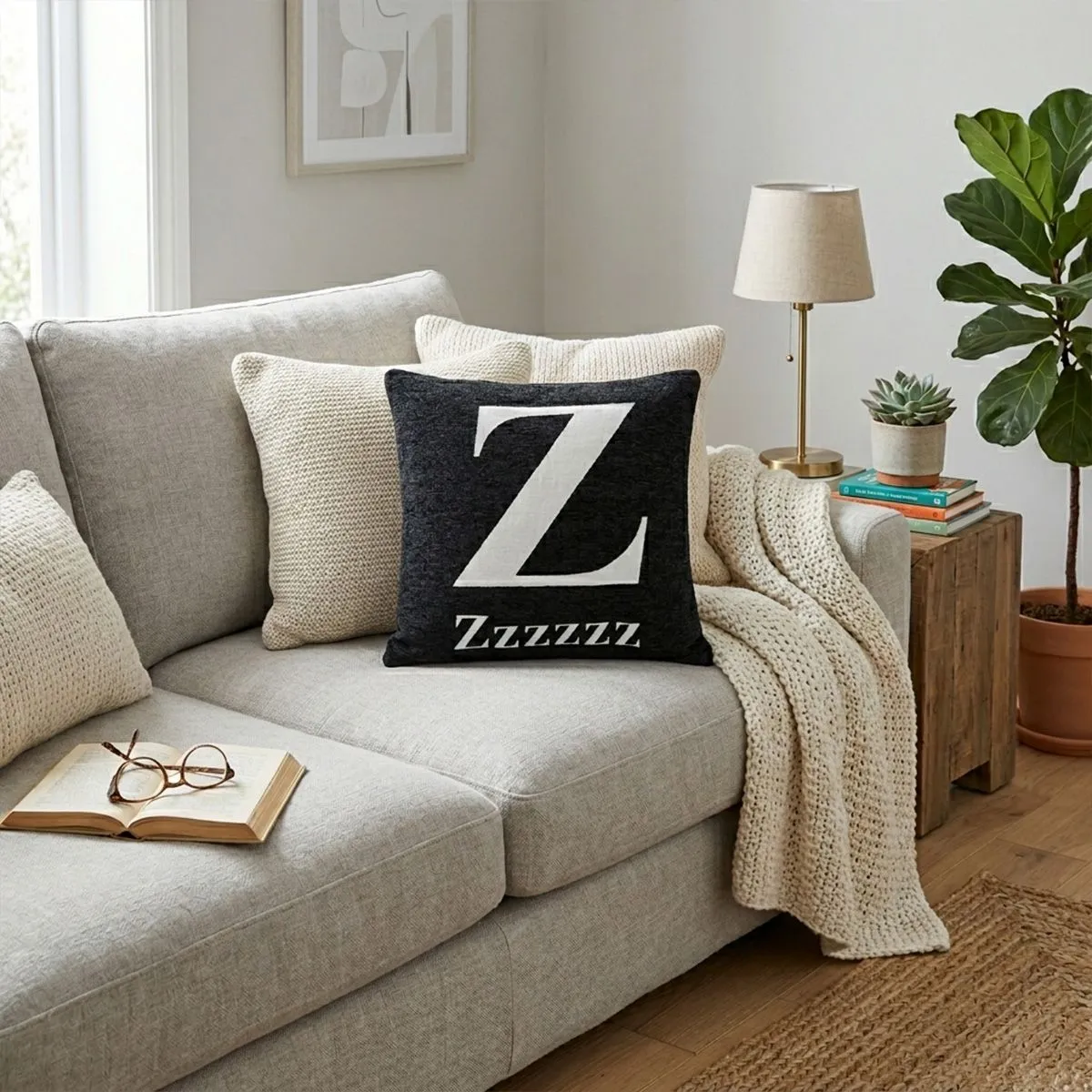 Orsina Zzzzzz Words Cushion in Black