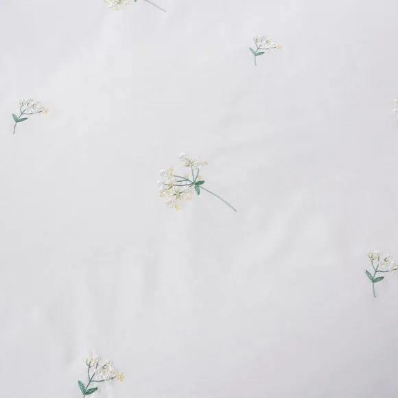 Emma Cow Parsley Embroidery 100% Cotton Sateen Duvet Cover & Pillowcase Set 3