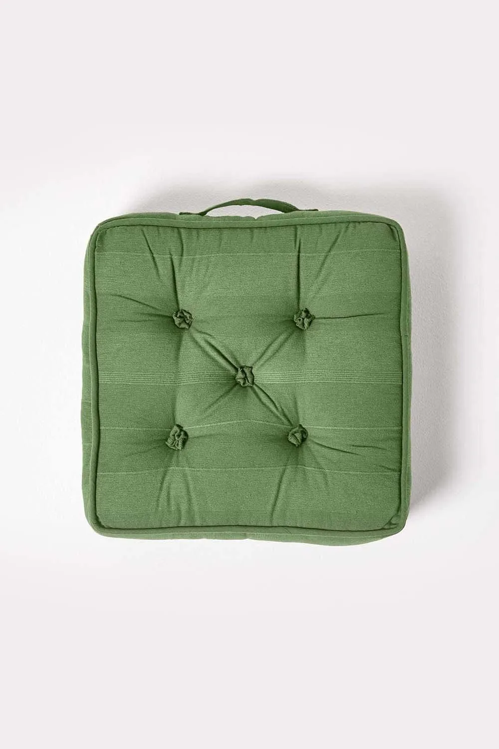 Homescapes Rajput Ribbed Cotton Floor Cushion in Dark Olive 3