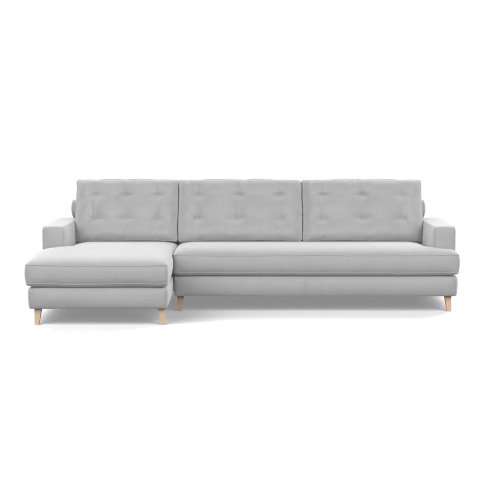 Heal's Mistral Left Hand Facing Corner Sofa Velvet Platinum Natural Feet